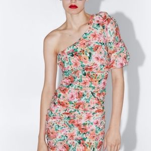 Zara asymmetrical shoulder dress